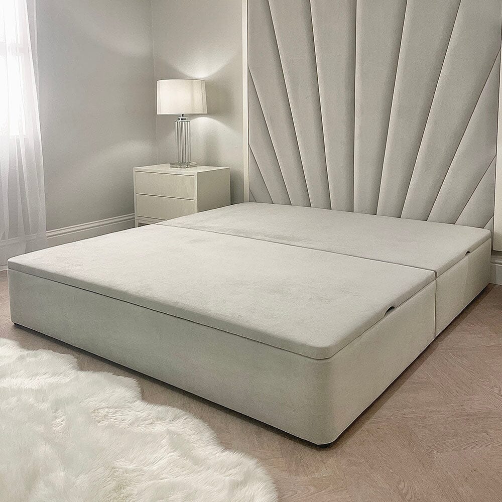 Silver Velvet Ottoman Divan Bed Base Made to Order Bed