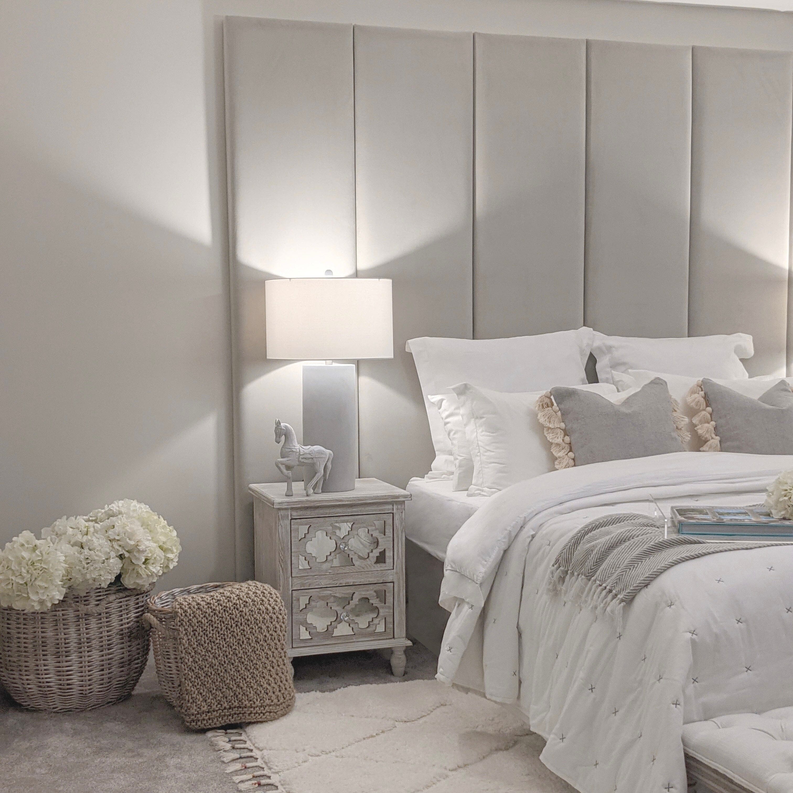 Smoke Grey Velvet Individual Upholstered Headboard Panel - 45cm MTO Beds and Headboards
