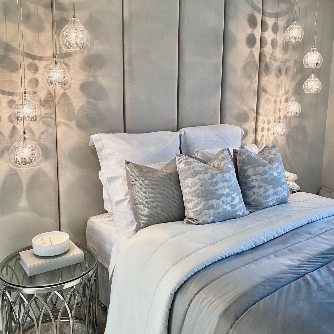 Smoke Grey Velvet Individual Upholstered Headboard Panel - 45cm MTO Beds and Headboards