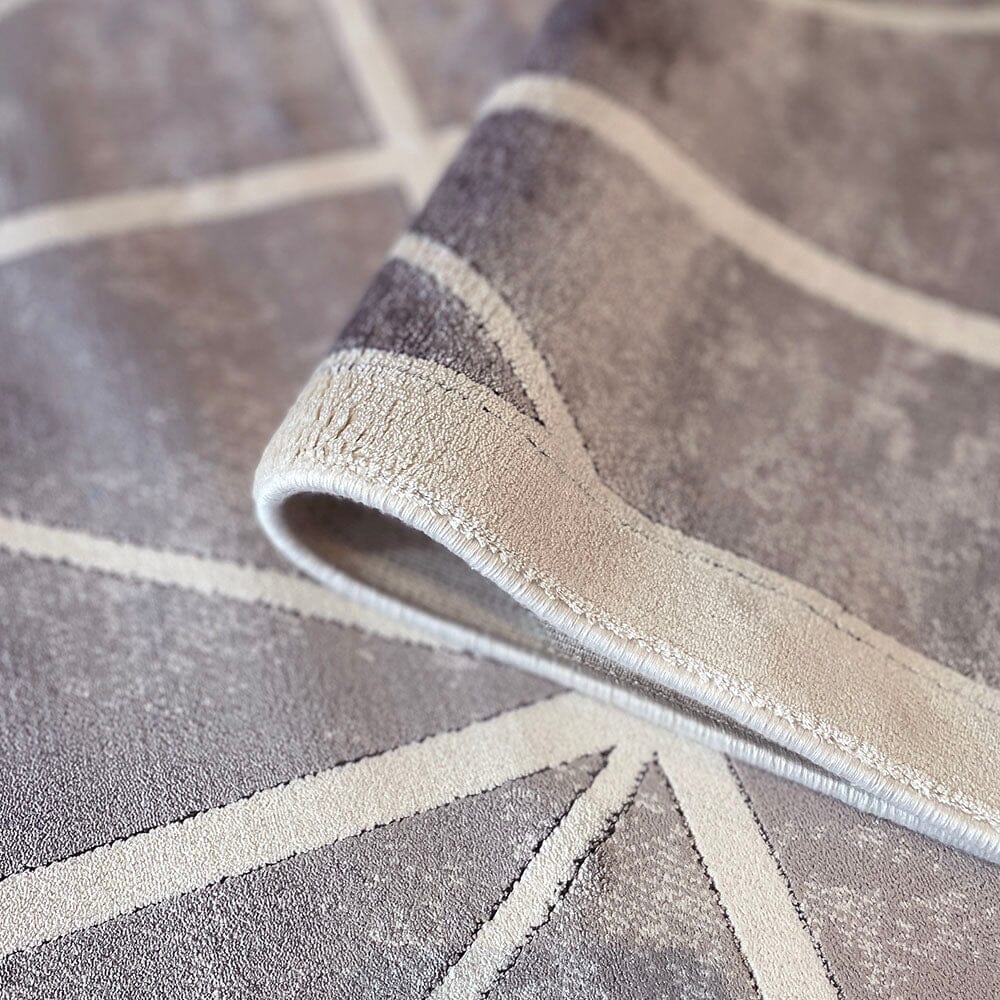 Varenna Cream & Grey Geometric Patterned Rug Textiles