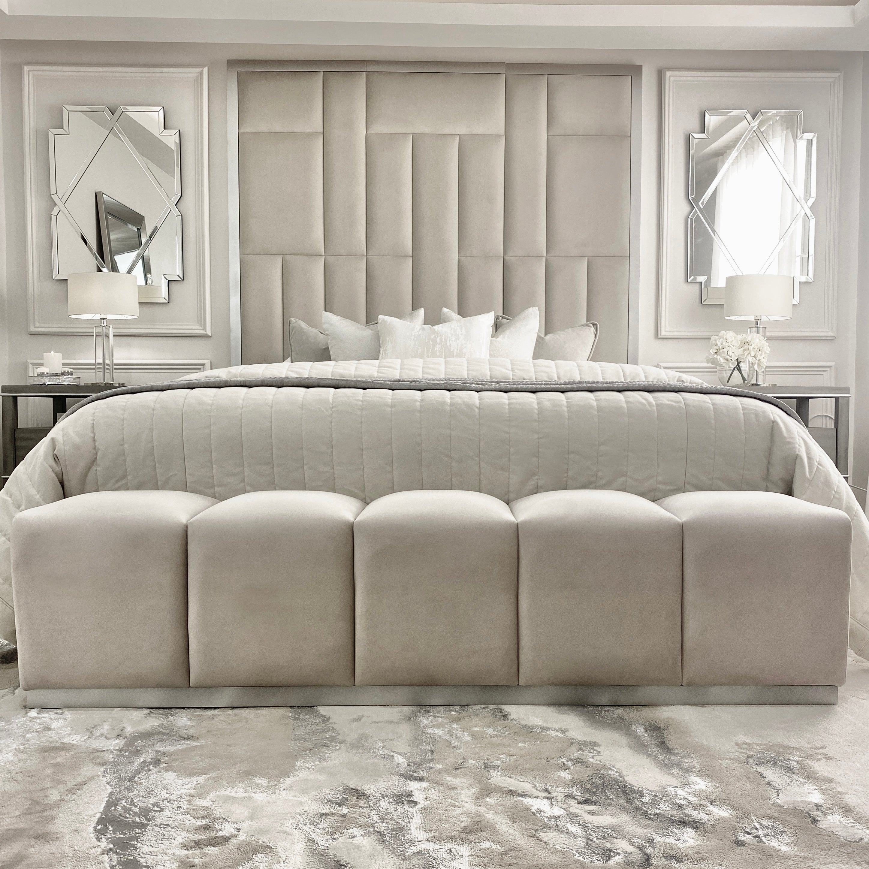 Venus Smoke & Silver Premium Upholstered Bench Furniture