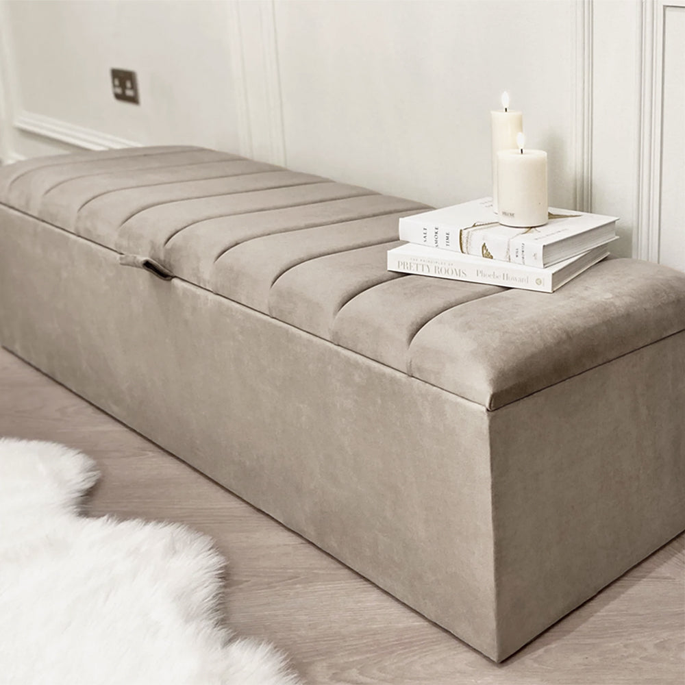 Zana Pebble Panelled Ottoman Box Furniture