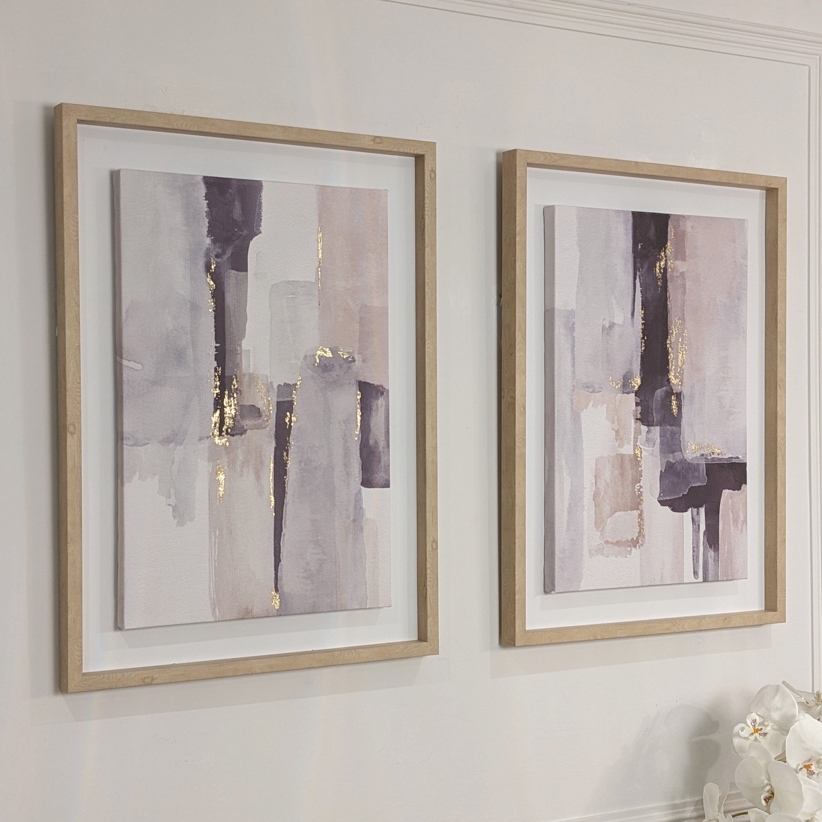 Zayden Abstract Neutral Brush Stroke Wall Art - Set of 2 Art