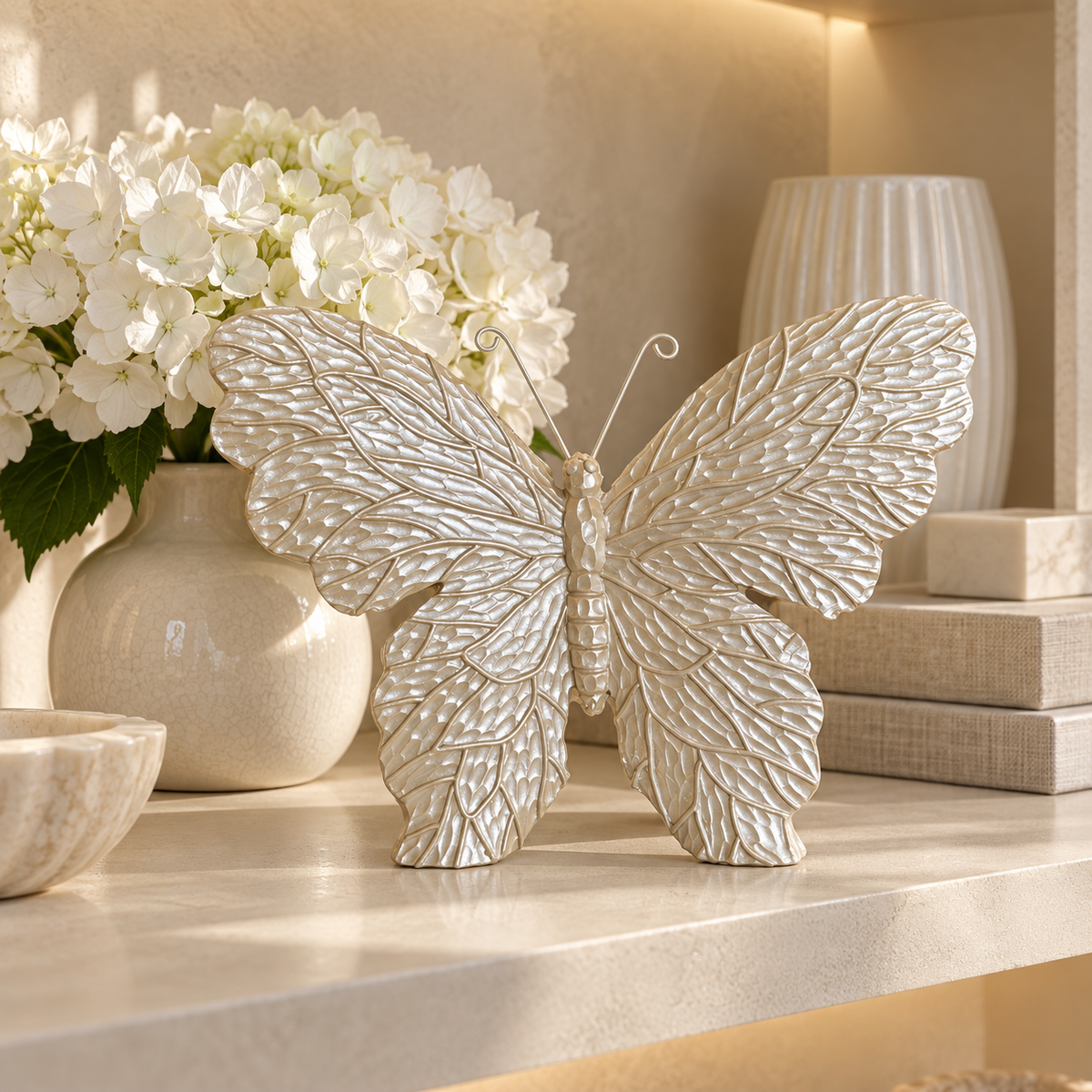 Vanessa Cream Pearl Butterfly Ornament