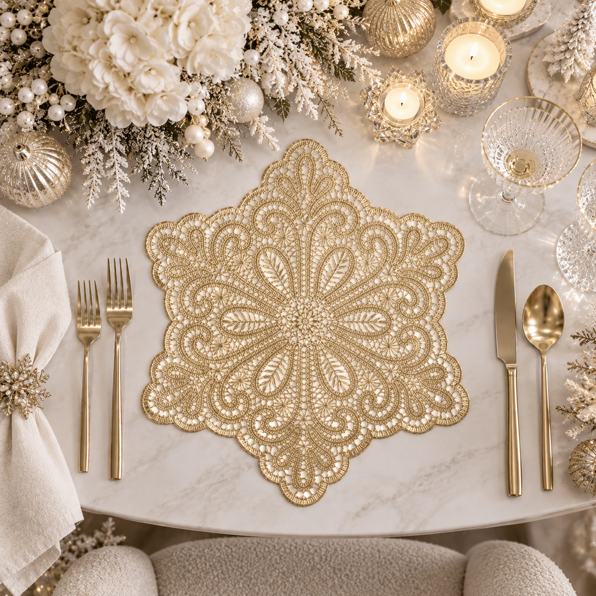 Noella Gold Snowflake Placemat