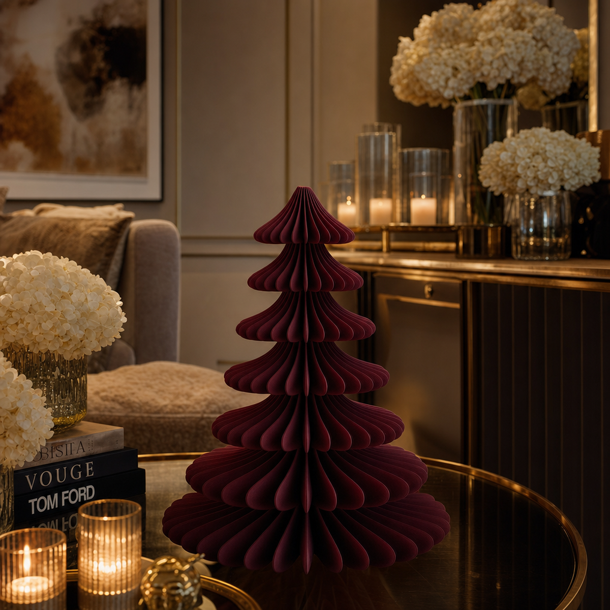 Burgundy Paper Christmas Tree Ornament