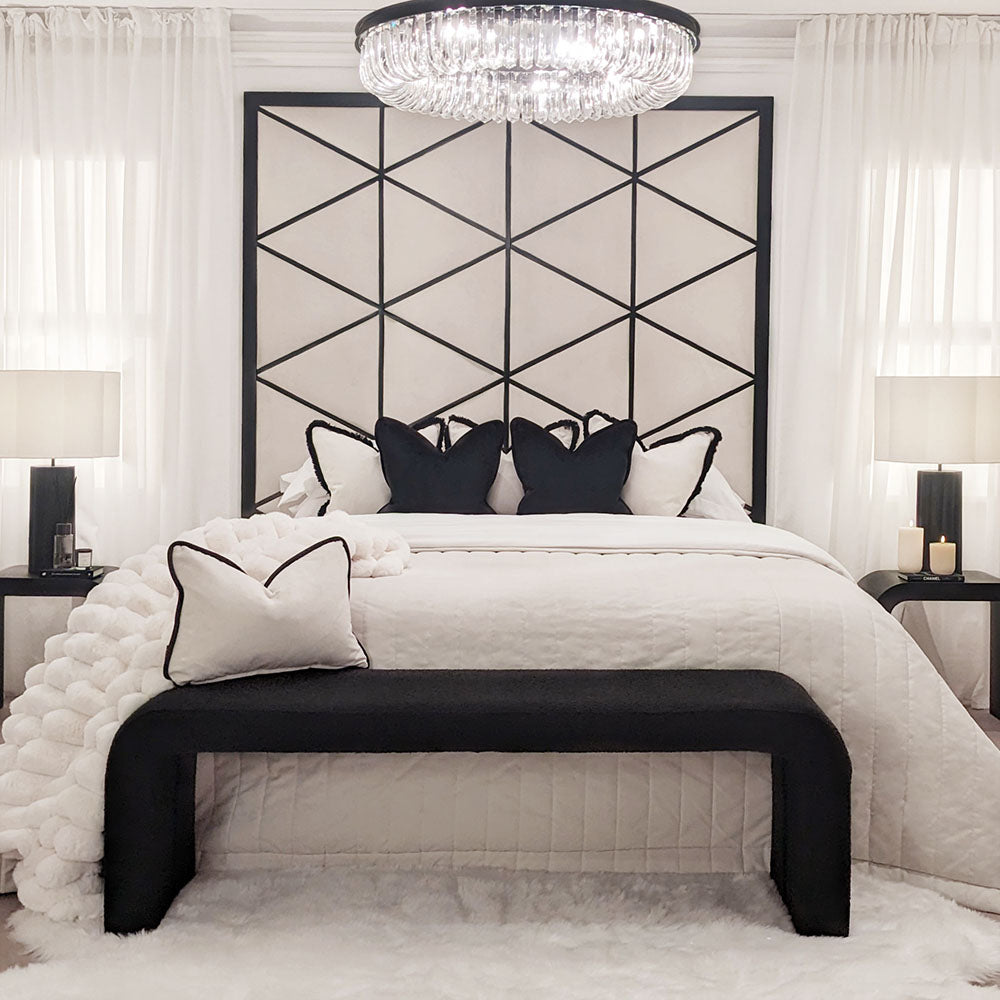 Vienna Cream & Black Premium Geometric Headboard