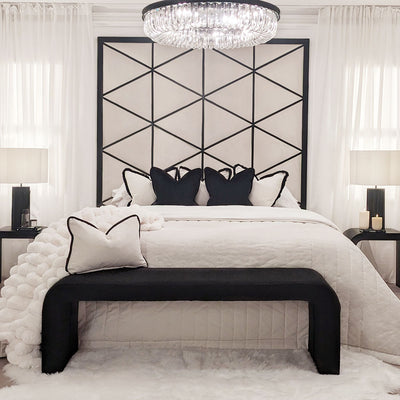Vienna Cream & Black Premium Geometric Headboard