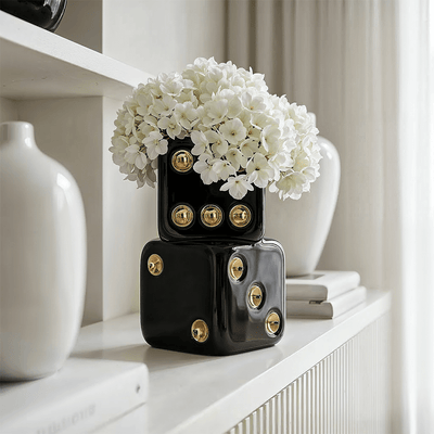 Abacus Black & Gold Decorative Dice Vase Accessories 