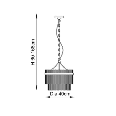Abella 3 Light Silver & Glass Pendant Ceiling Light Lighting 