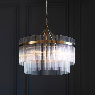 Abella 5 Light Gold & Glass Pendant Ceiling Light Lighting 
