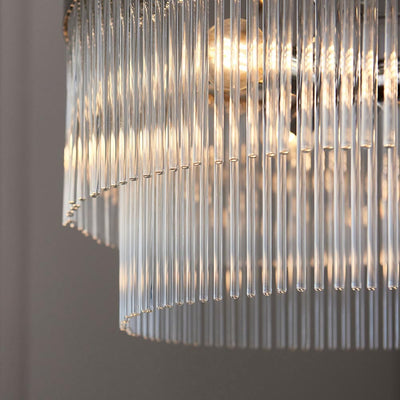 Abella 5 Light Silver & Glass Pendant Ceiling Light Lighting 