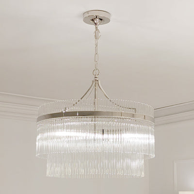 Abella 5 Light Silver & Glass Pendant Ceiling Light Lighting 