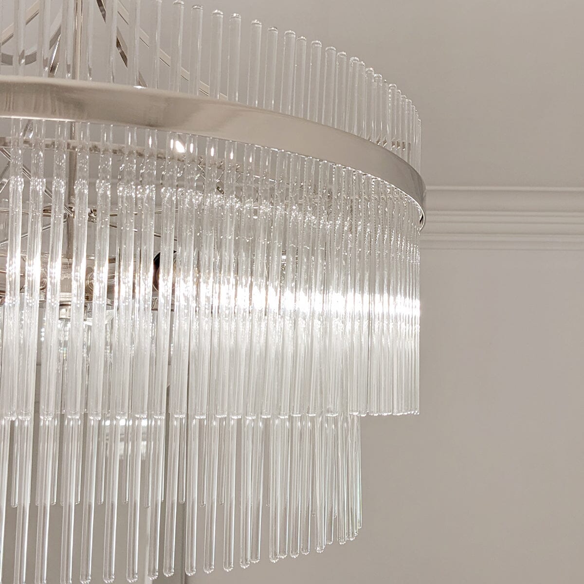 Abella 5 Light Silver & Glass Pendant Ceiling Light Lighting 