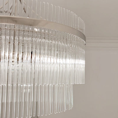 Abella 5 Light Silver & Glass Pendant Ceiling Light Lighting 