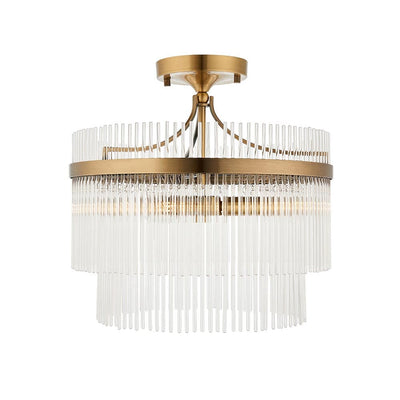 Abella Light Gold 3 Light Semi Flush Pendant Ceiling Light Lighting 