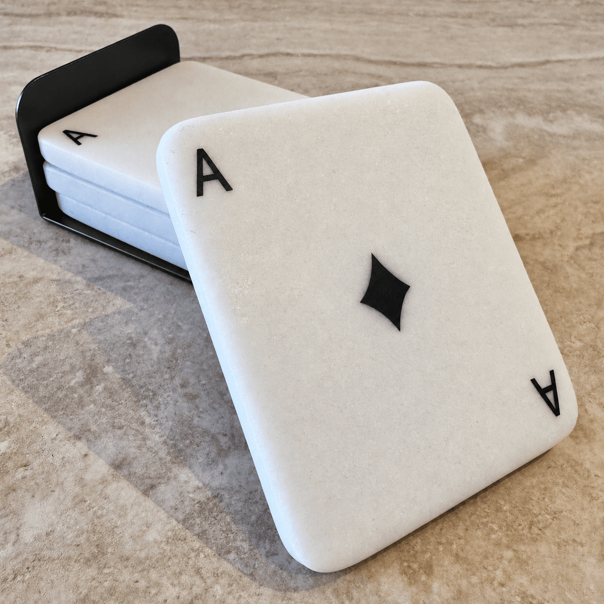 Ace Marble & Black Coasters - Set of 4 Accessories 