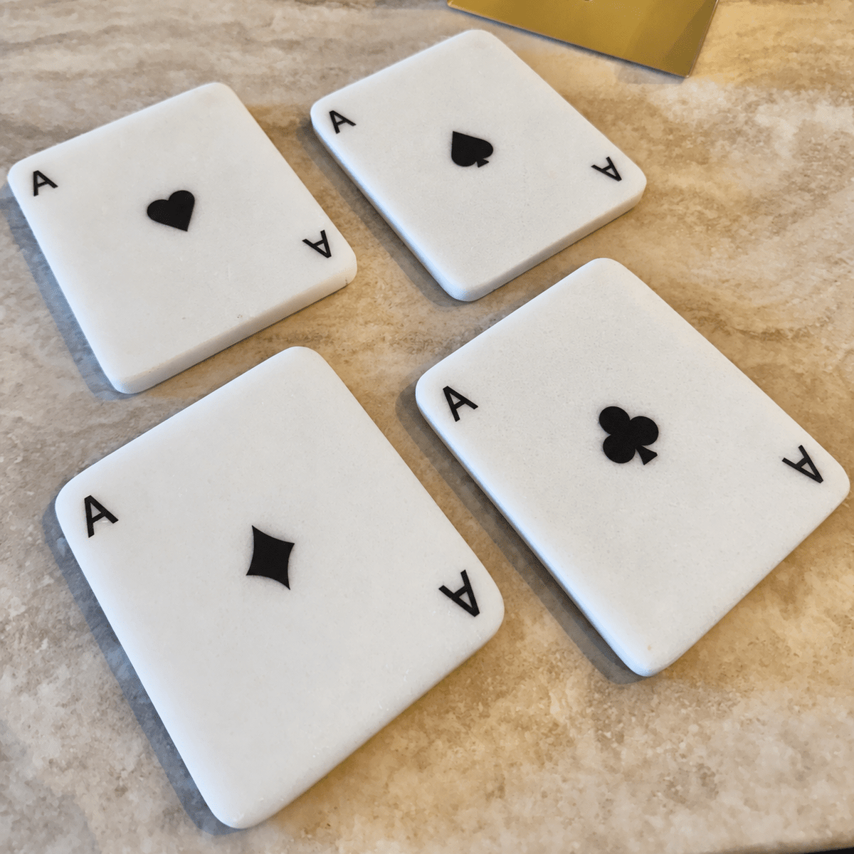 Ace Marble & Black Coasters - Set of 4 Accessories 
