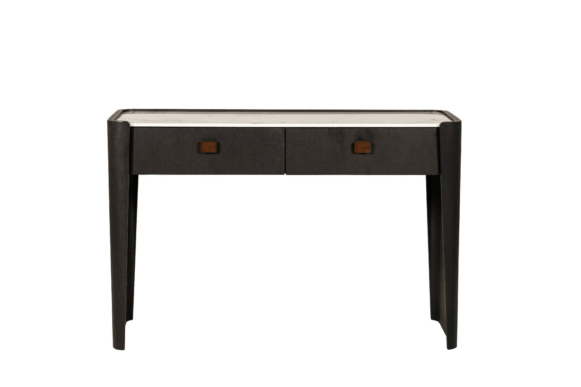 Adalynn Black Wooden 2 Drawer Dressing Table with Faux Marble Top Furniture 