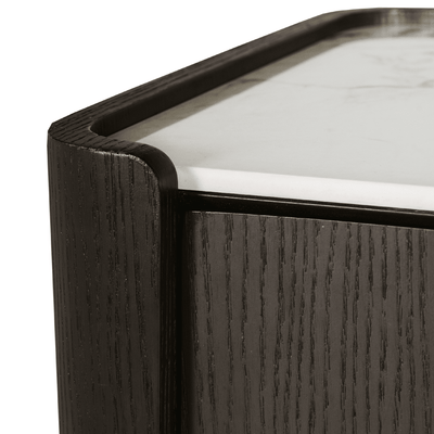 Adalynn Deep Brown Wooden 5 Drawer Chest with Faux Marble Top Furniture 