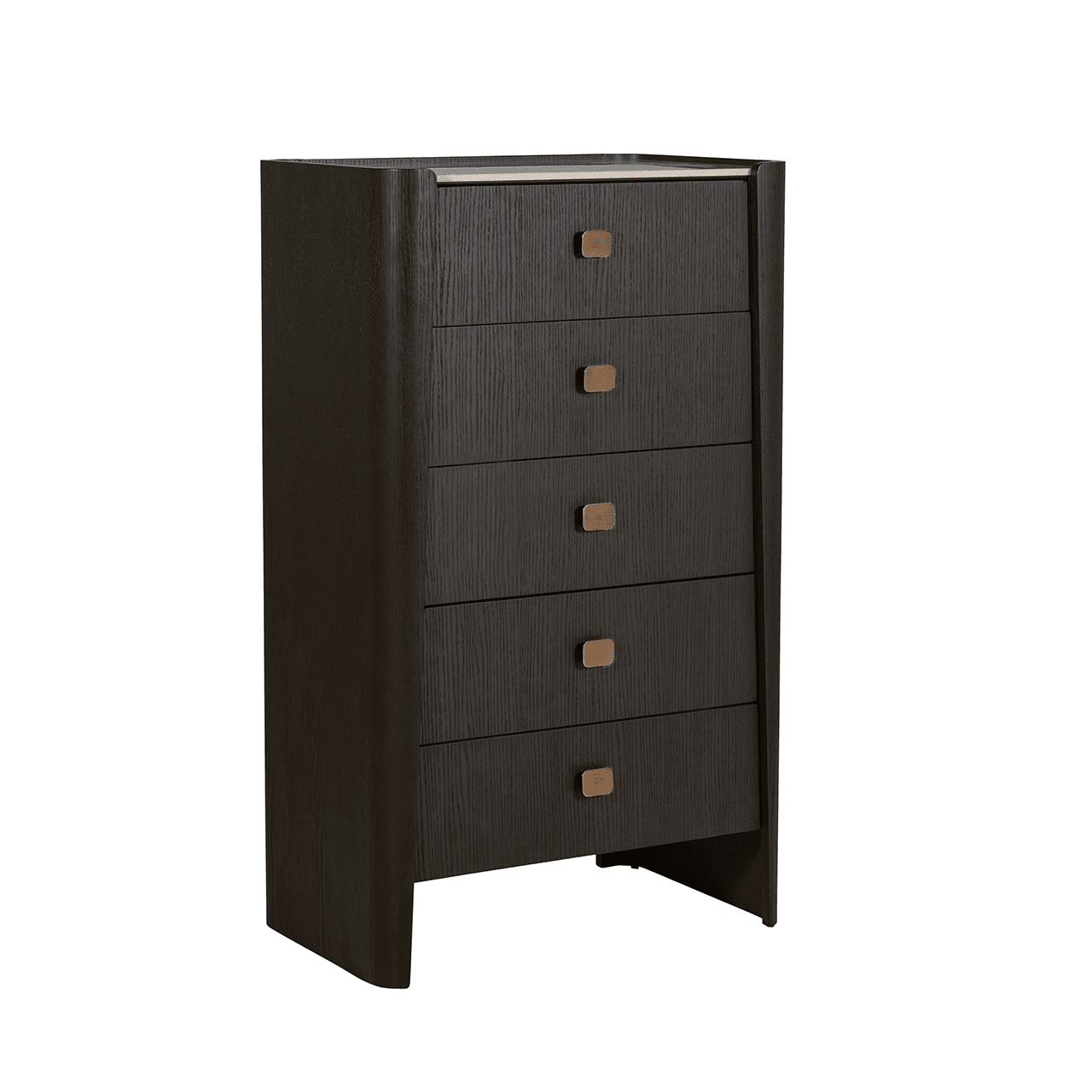 Adalynn Deep Brown Wooden 5 Drawer Chest with Faux Marble Top Furniture 