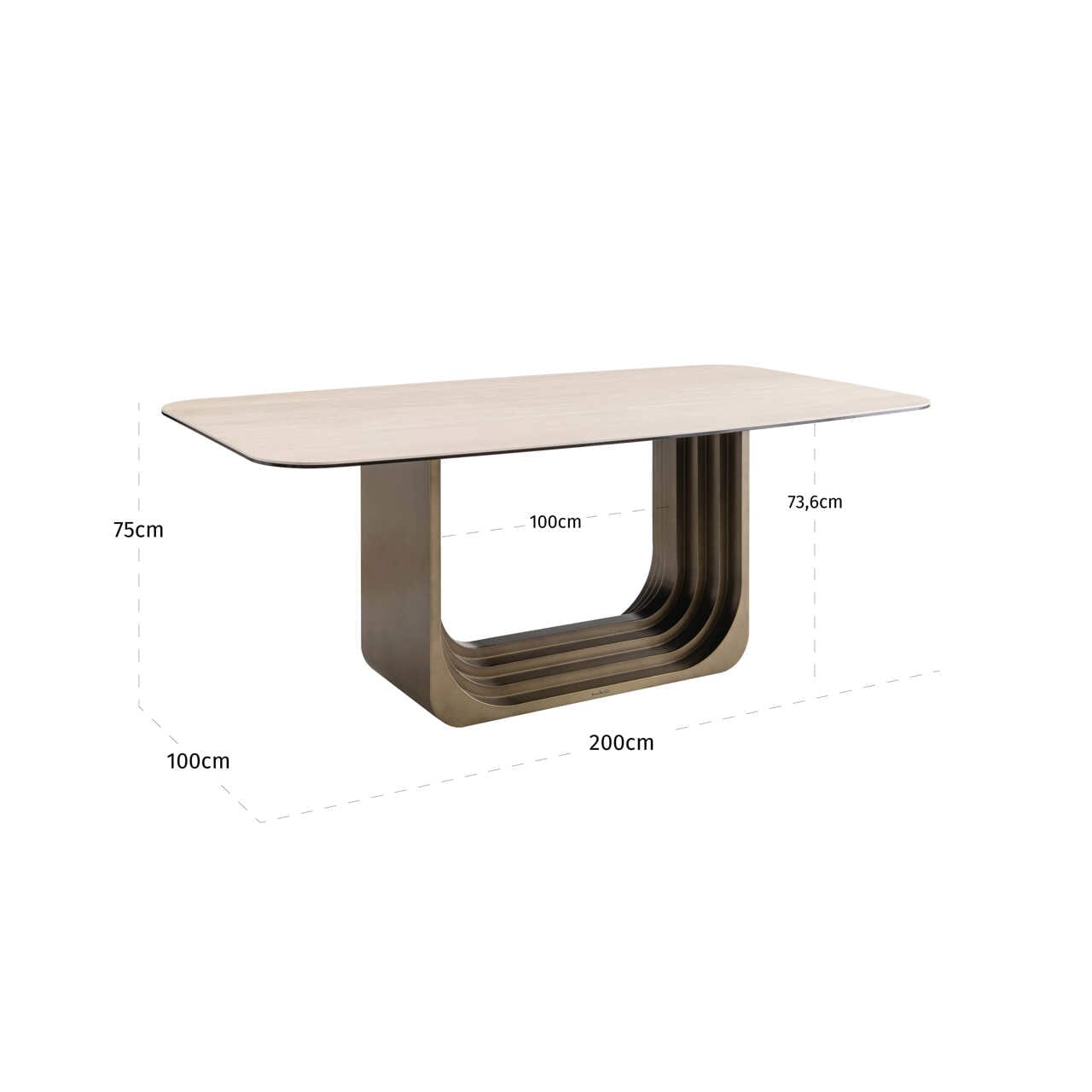 Addie Ligtht Gold Dining Table with Ceramic Top Furniture 