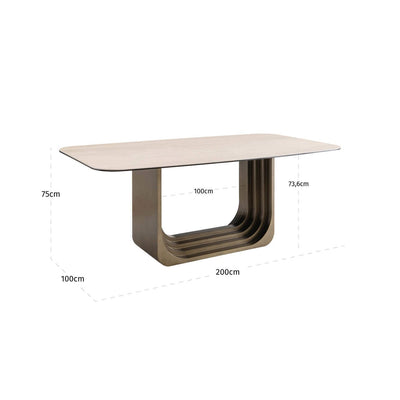 Addie Ligtht Gold Dining Table with Ceramic Top Furniture 