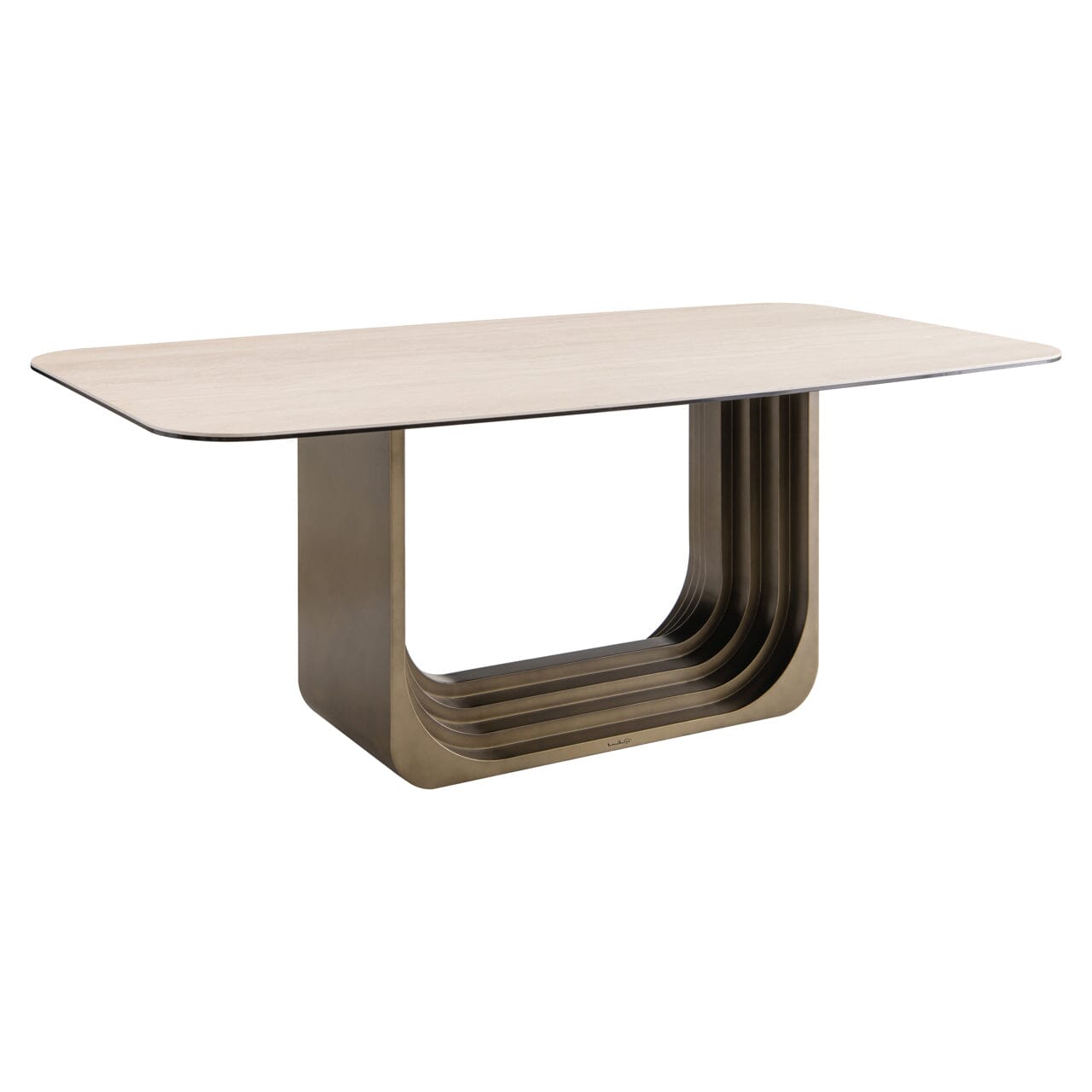 Addie Ligtht Gold Dining Table with Ceramic Top Furniture 