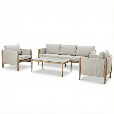 Adria Almond Upholstered Outdoor Lounge Set- Seats 5 Outdoor 