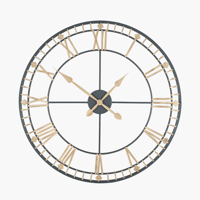 Aimee Large Antique Bronze & Gold Metal Round Wall Clock Accessories 