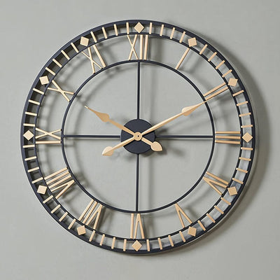 Aimee Large Antique Bronze & Gold Metal Round Wall Clock Accessories 