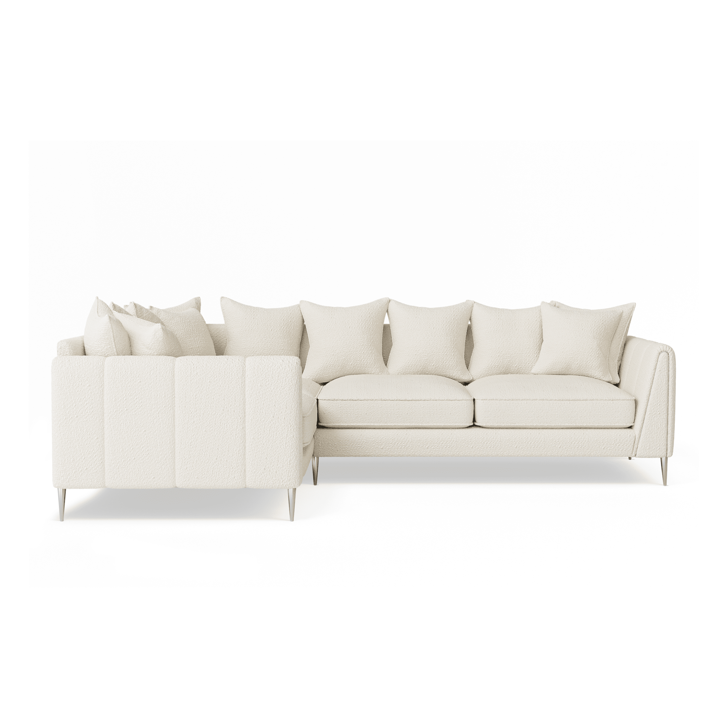 Alaina Cloud Bouclé Scatter Back Left Hand Facing Corner Sofa with Silver Legs Sofa 