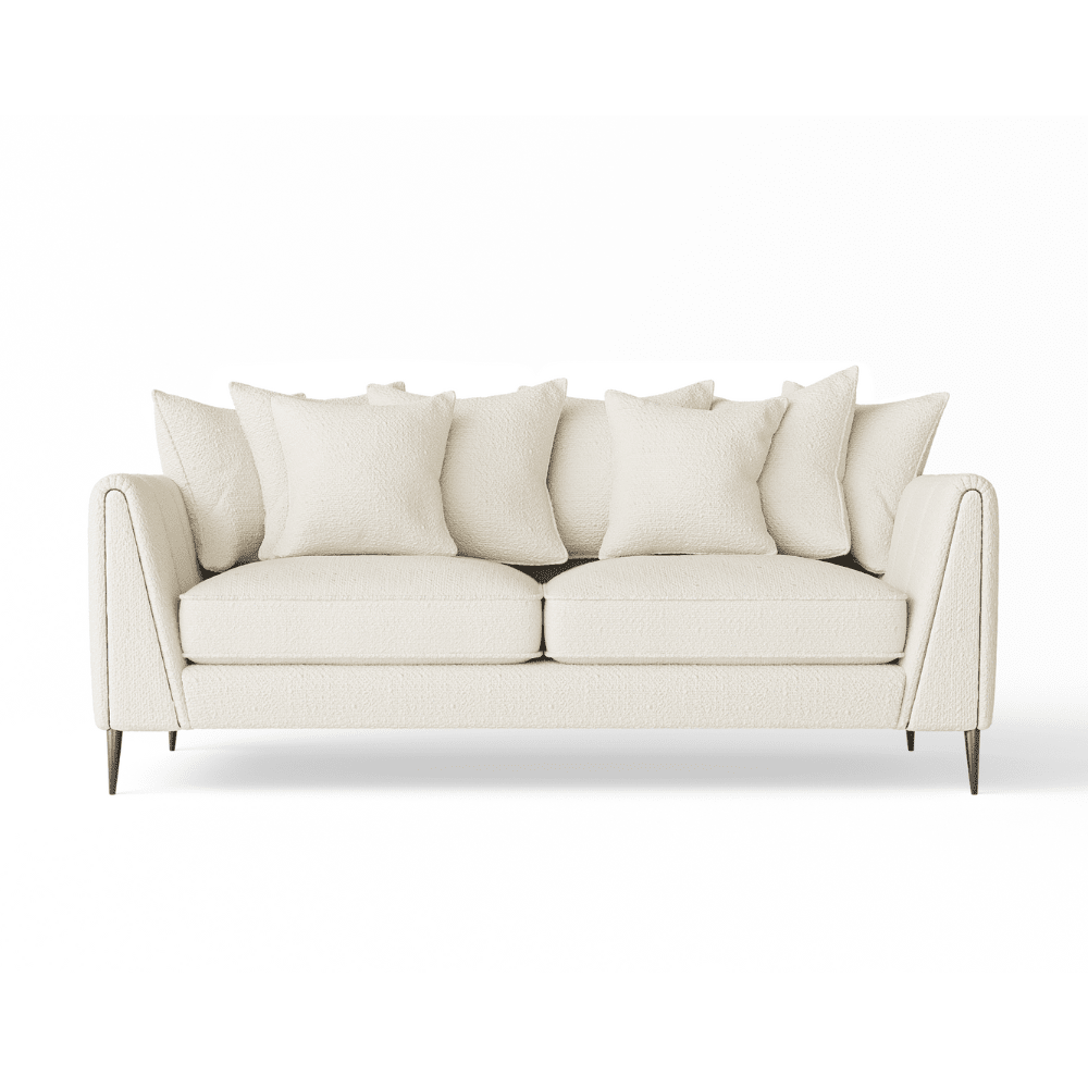 Alaina Cloud Bouclé Sofa Range with Black Legs Sofa Pillow Back 2 Seater Sofa 