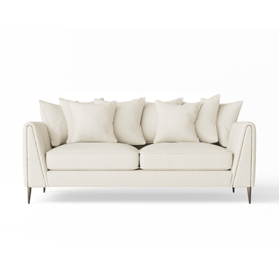 Alaina Cloud Bouclé Sofa Range with Black Legs Sofa Pillow Back 2 Seater Sofa 