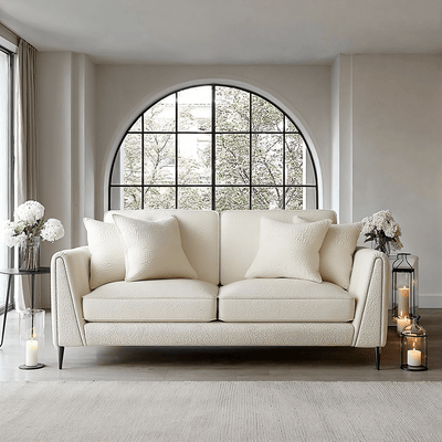Alaina Cloud Bouclé Sofa Range with Black Legs Sofa Standard 3 Seater Sofa 