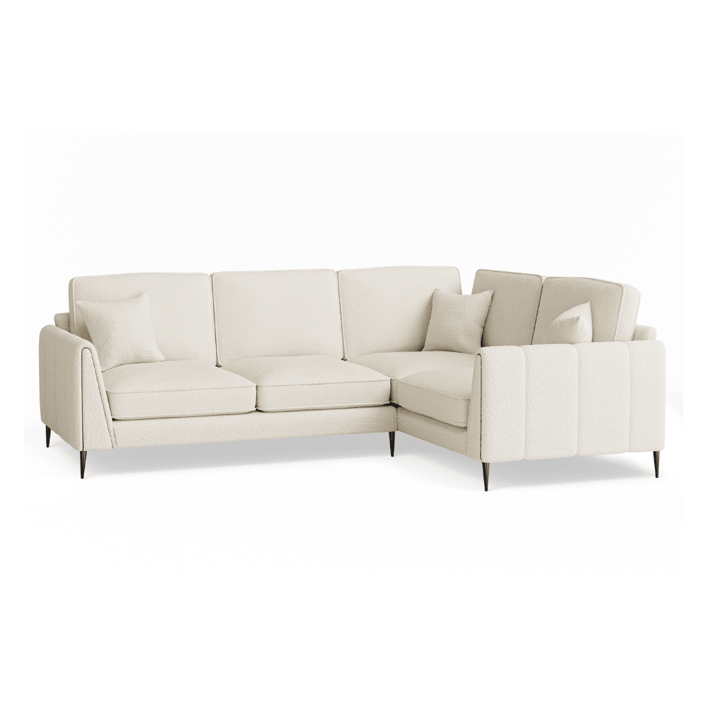 Alaina Cloud Bouclé Sofa Range with Black Legs Sofa Standard Corner Sofa - Right Hand Facing 