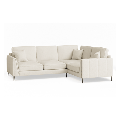 Alaina Cloud Bouclé Sofa Range with Black Legs Sofa Standard Corner Sofa - Right Hand Facing 