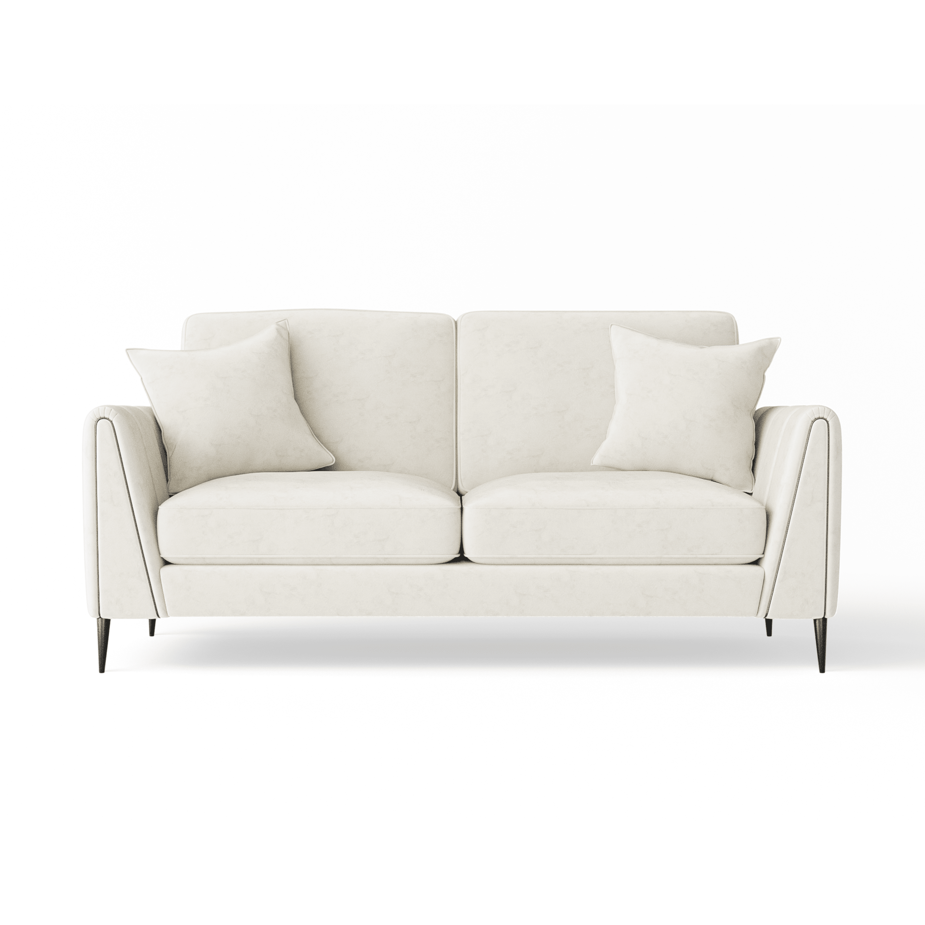 Alaina Cream Velvet 3 Seater Sofa with Black Legs Sofa 