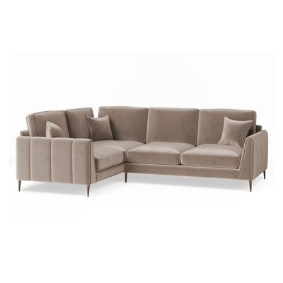 Alaina Mink Velvet Left Hand Facing Corner Sofa with Black Legs Sofa 