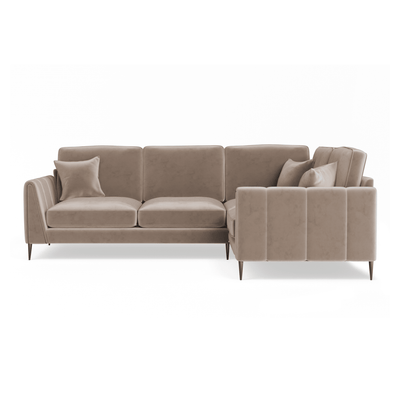 Alaina Mink Velvet Right Hand Facing Corner Sofa with Black Legs Sofa 