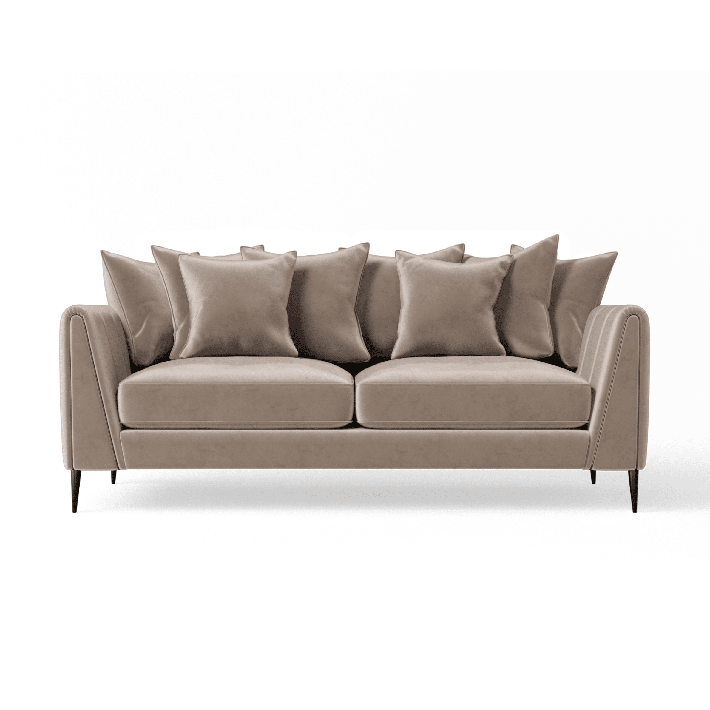 Alaina Mink Velvet Scatter Back 3 Seater Sofa Sofa with Black Legs Sofa 