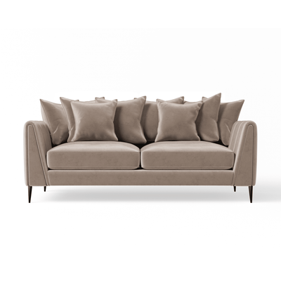 Alaina Mink Velvet Scatter Back 3 Seater Sofa Sofa with Black Legs Sofa 