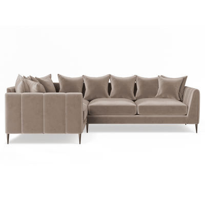Alaina Mink Velvet Scatter Back Left Hand Facing Corner Sofa with Black Legs Sofa 