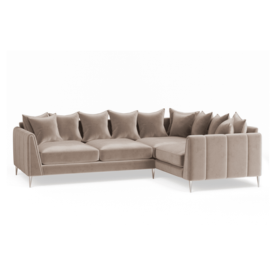Alaina Mink Velvet Scatter Back Right Hand Facing Corner Sofa with Silver Legs Sofa 
