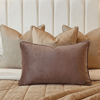 Alayna Truffle Velvet Bolster Cushion - 30x45cm Textiles 