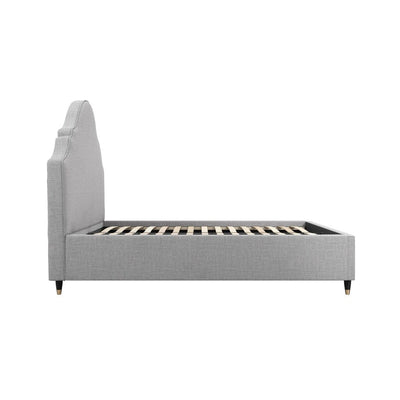 Albin Light Grey Ornate Headboard Bed 