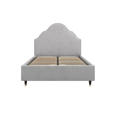 Albin Light Grey Ornate Headboard Bed 
