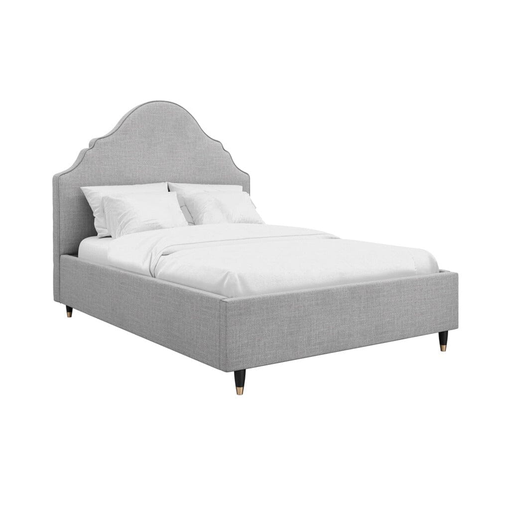 Albin Light Grey Ornate Headboard Bed 