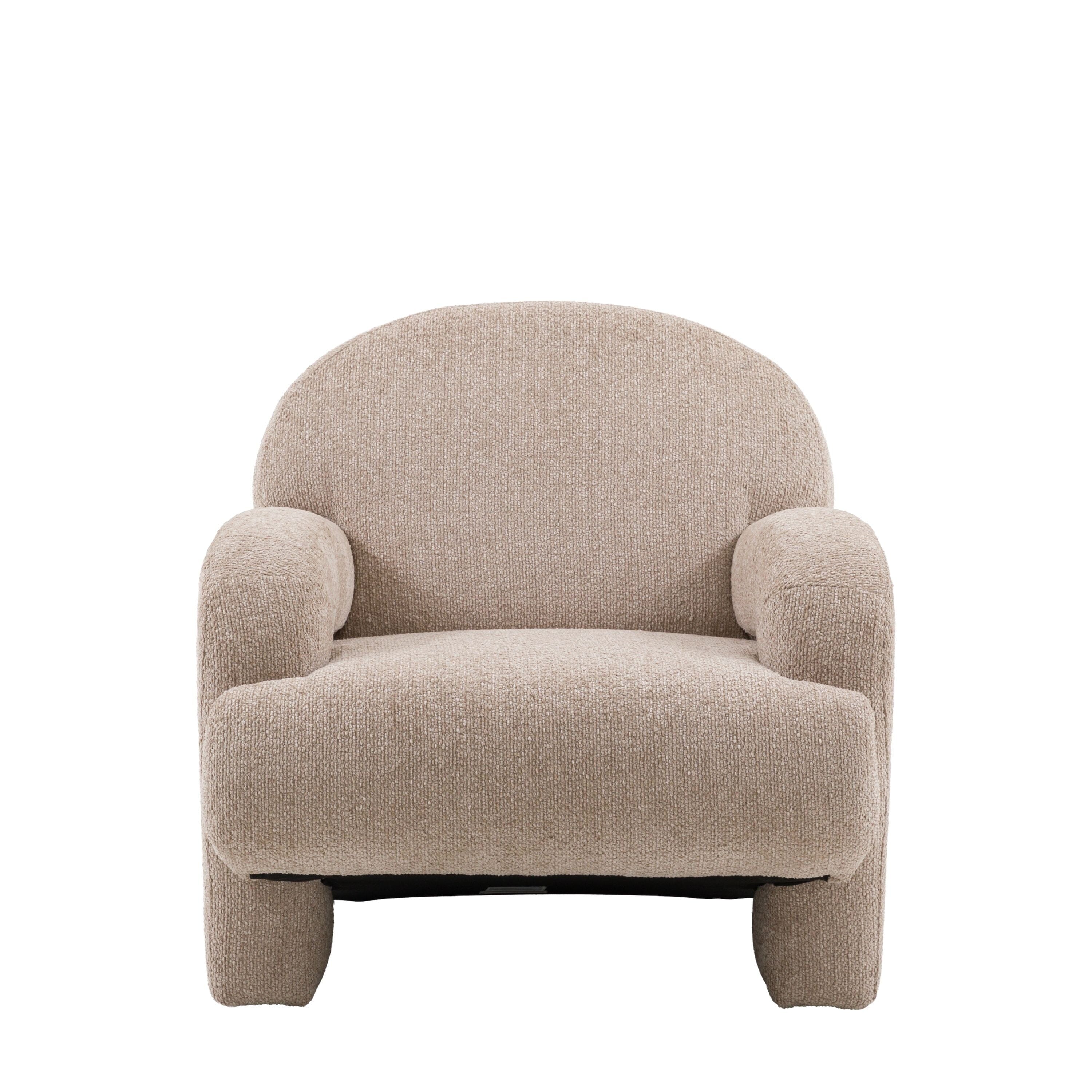 Aldo Beige Textured Curved Back Accent Chair Furniture 