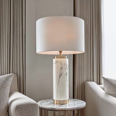 Alessia Marble Effect Ceramic Table Lamp Lighting 